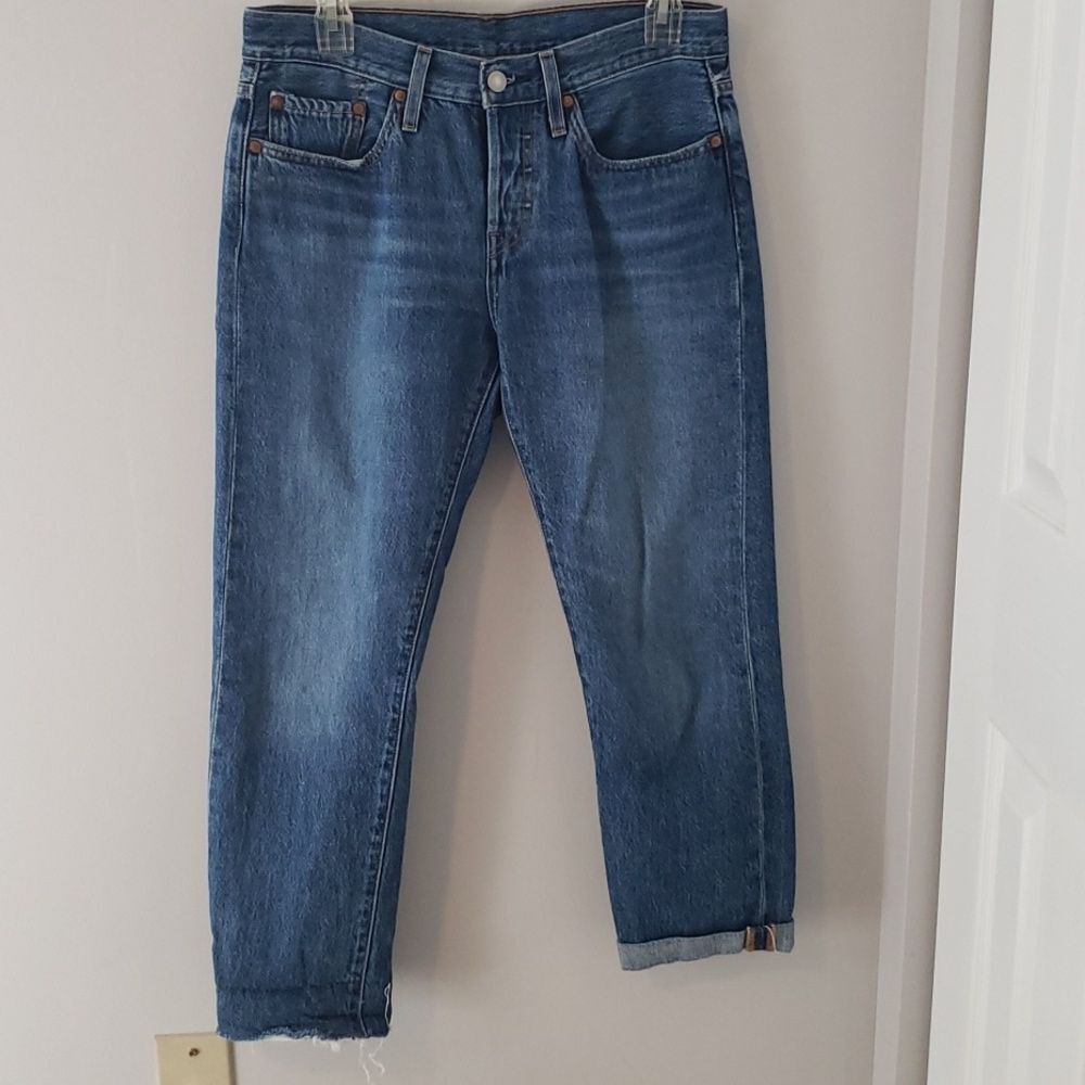 Levi’s 501 XX Jeans Womens 30 Blue Straight Leg Raw Hem Boyfriend Denim